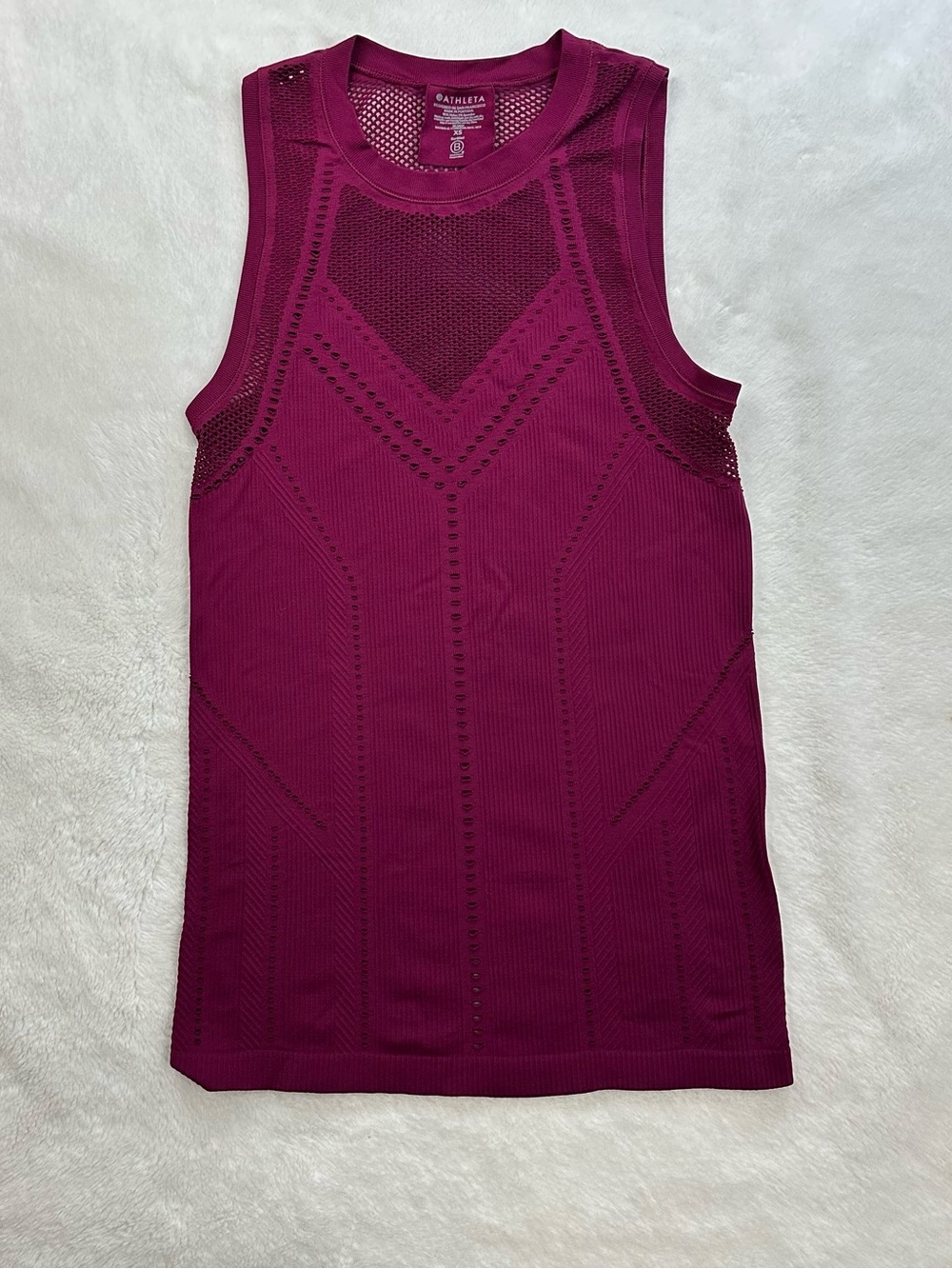 Athleta Oxygen Seamless Tank Top Size XS Spiced Cabernet Burgundy Mesh Workout